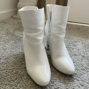 White Snake Print Booties